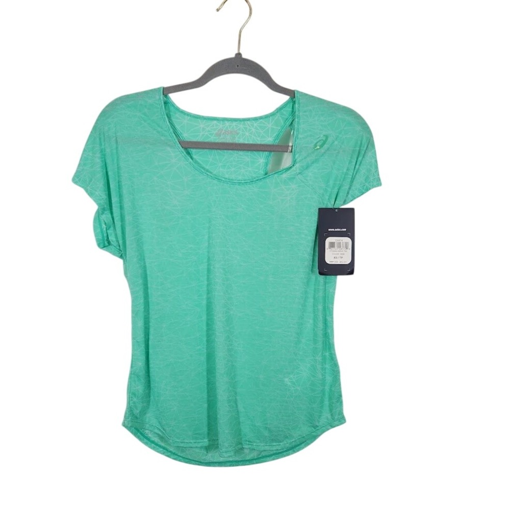 Asics Women's Running Top Lightweight Athletic T Shirt Green XS